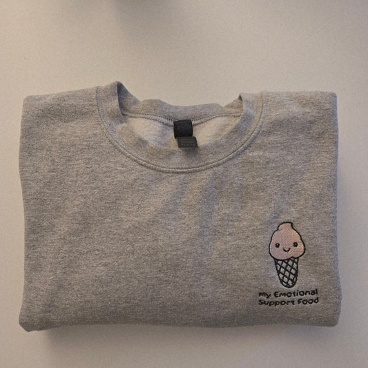 Emotional Support Food Embroidered Sweater