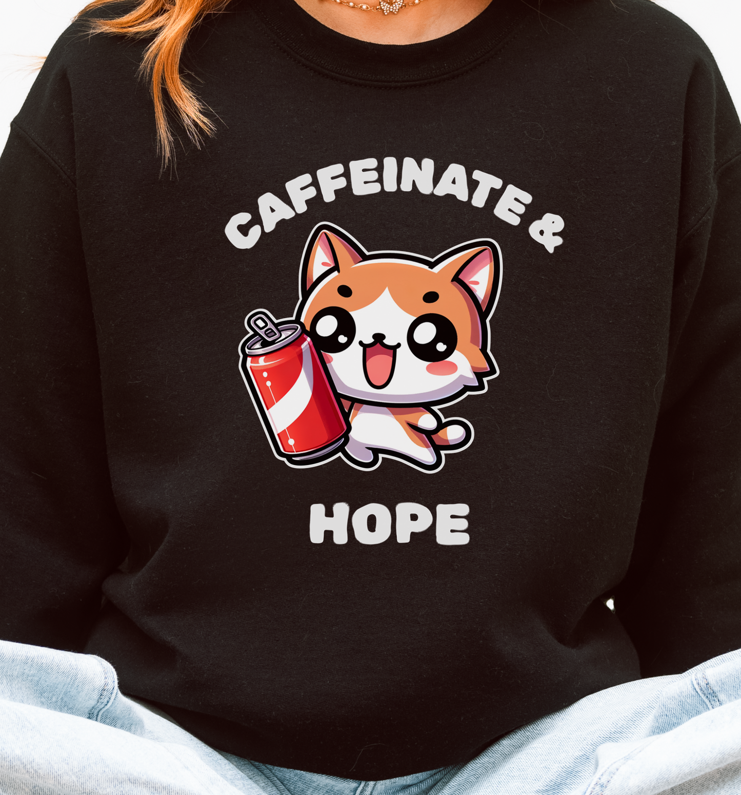 "Caffeinate & Hope" Cat Sweater